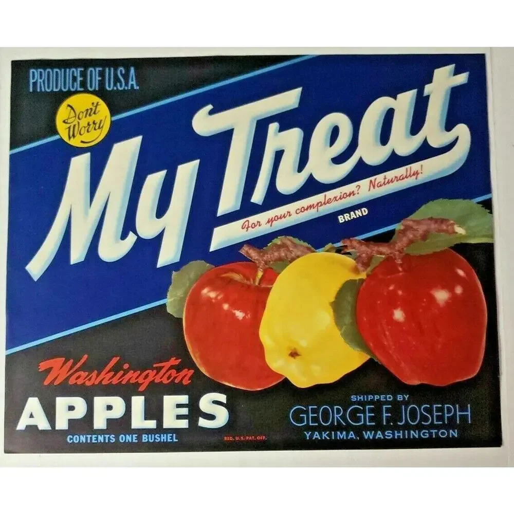 Vintage My Treat Original 1940s Yakima, WA Washington Apples Crate Label (Z2)‎